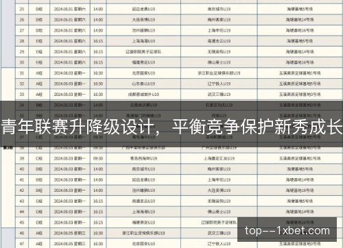 青年联赛升降级设计，平衡竞争保护新秀成长